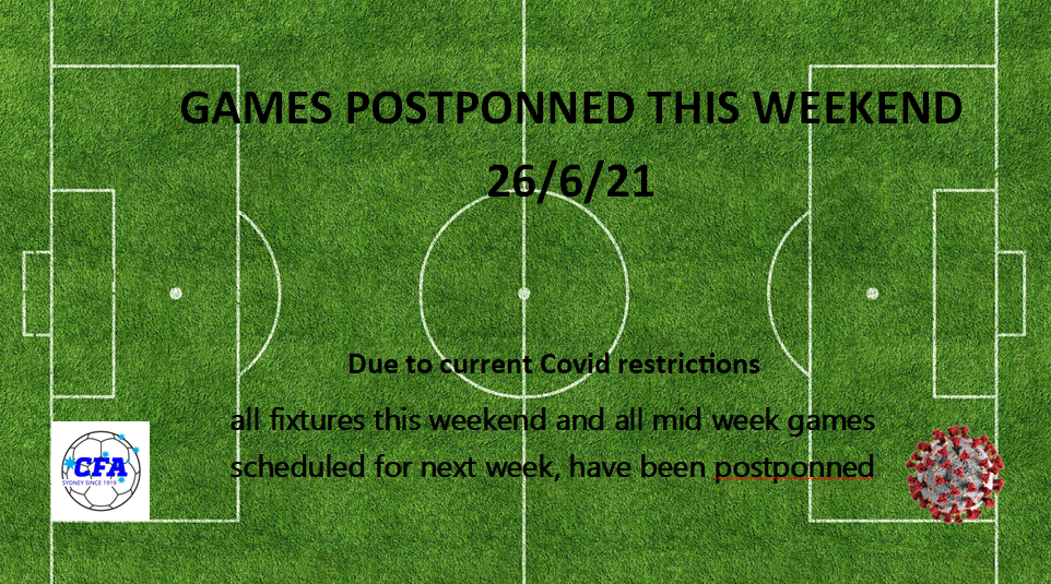 Games postponed this weekend 26/6/21